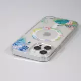 iPhone 16 Pro Case Hülle - Gummi Silikon steif mit MagSafe Frühlings Blumen - Transparent