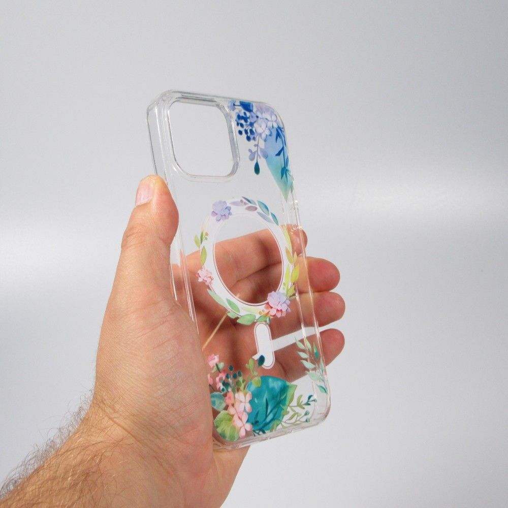 Coque iPhone 16 Pro Max - Gel silicone rigide avec MagSafe fleurs de printemps - Transparent