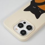 Coque iPhone 14 Pro Max - Gel silicone souple - Relaxed Cat - Beige