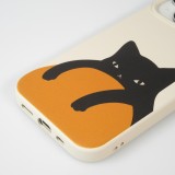 Coque iPhone 14 Pro Max - Gel silicone souple - Relaxed Cat - Beige