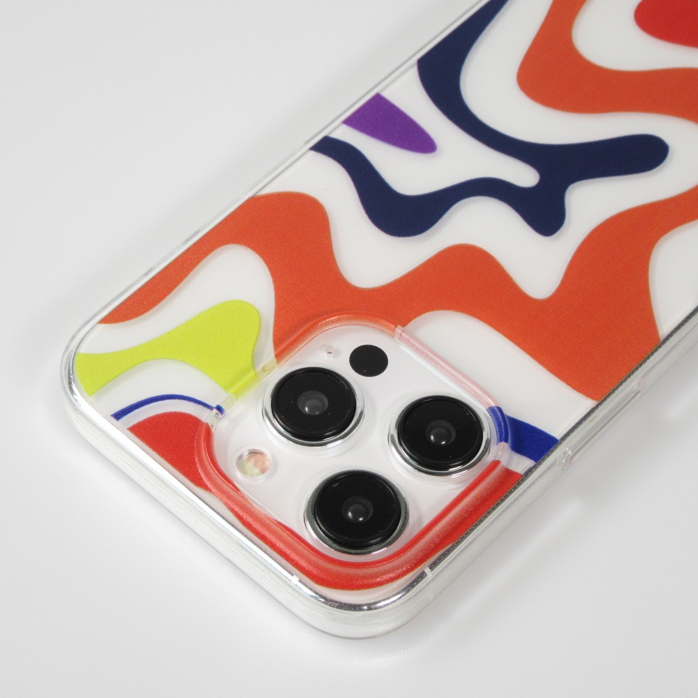 Coque iPhone 15 Pro Max - Gel silicone vagues colorées - Margarita