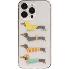 Coque iPhone 15 Pro Max - Gel transparent silicone dogs 4 season - Transparent