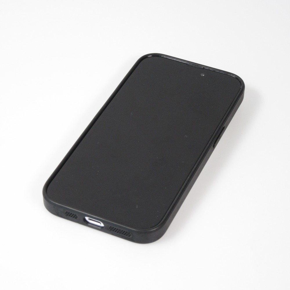 Coque iPhone 13 Pro Max - Glass marbre avec bord en silicone - Blanc