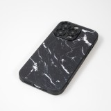 Coque iPhone 13 Pro - Glass marbre avec bord en silicone - Noir