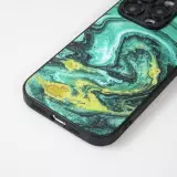 iPhone 13 Pro Max Case Hülle - Glass Marmor mit Silikonrand - Grün