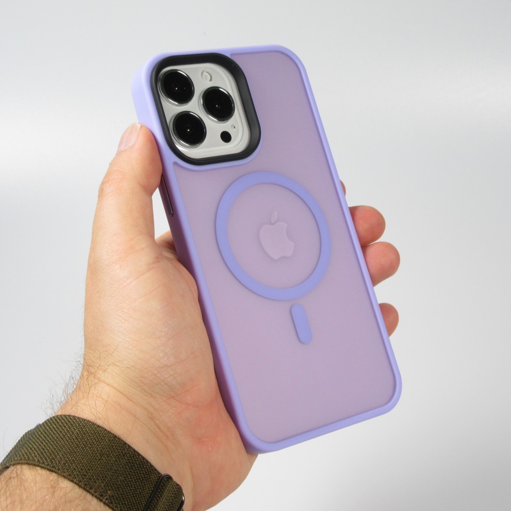 Coque iPhone 13 Pro Max - Jelly cover glass semi-transparente MagSafe - Light purple