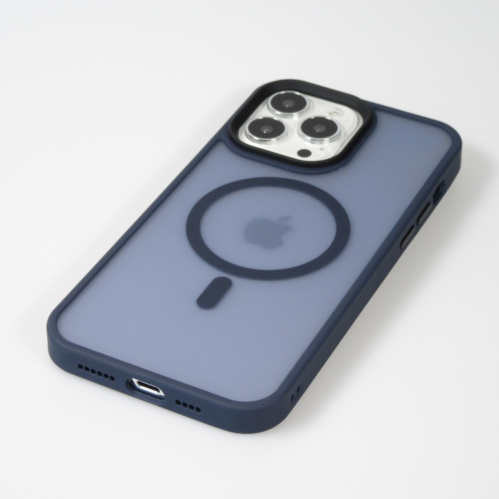 Coque iPhone 13 Pro - Jelly cover glass semi-transparente MagSafe - Navy blue