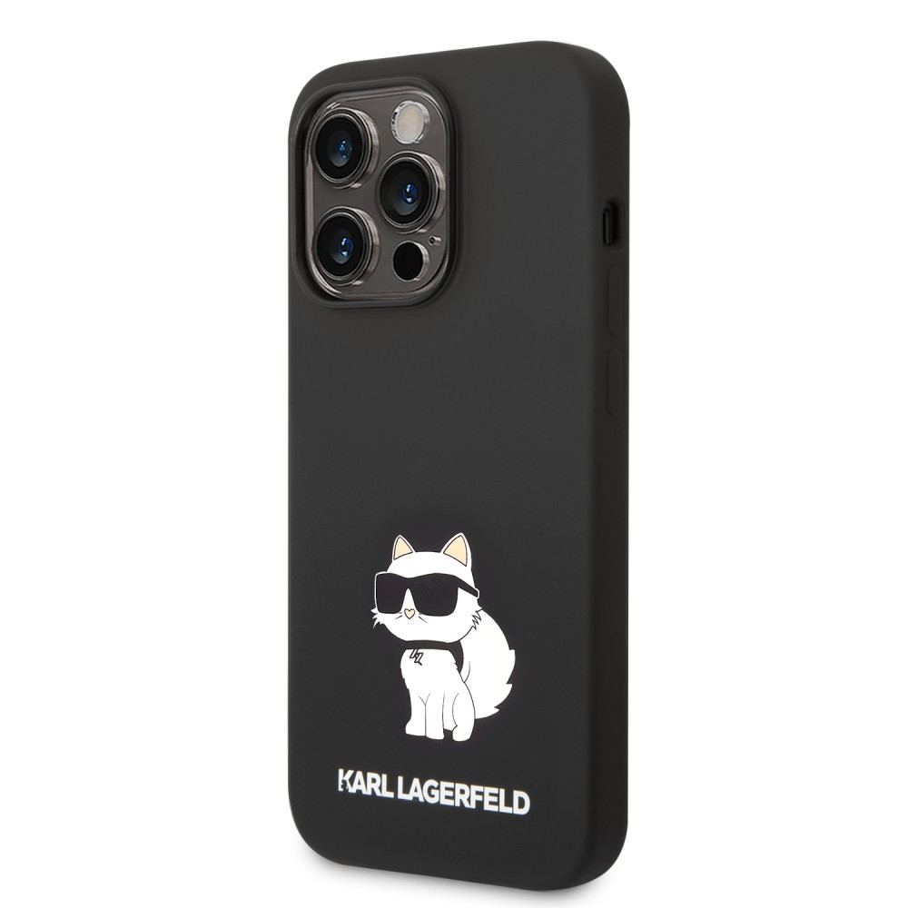 iPhone 14 Pro Case Hülle - Karl Lagerfeld Silikon Soft-Touch Choupette - Schwarz