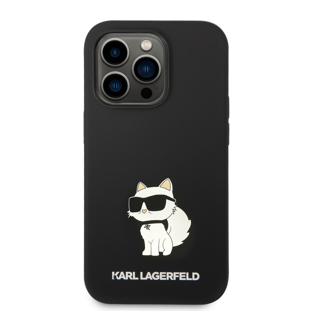 iPhone 14 Pro Case Hülle - Karl Lagerfeld Silikon Soft-Touch Choupette - Schwarz