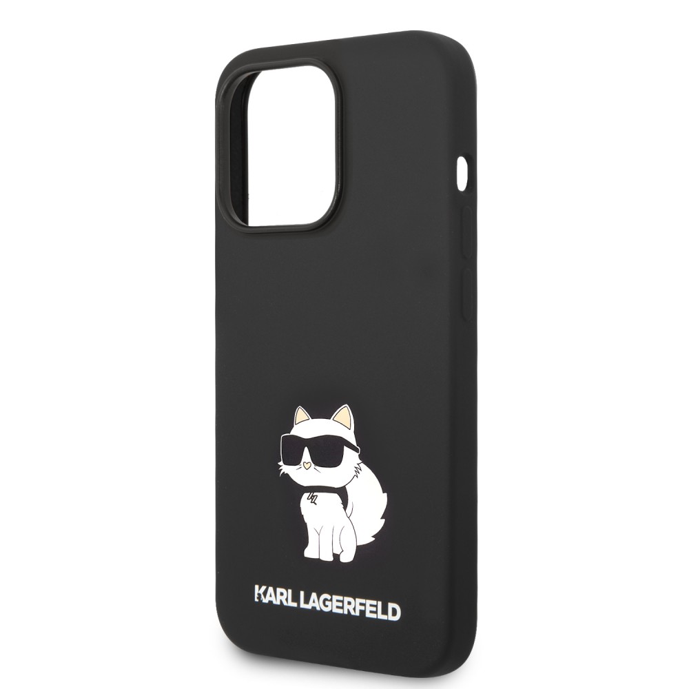 iPhone 14 Pro Case Hülle - Karl Lagerfeld Silikon Soft-Touch Choupette - Schwarz
