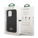 Coque iPhone 14 Pro - Lacoste effet Petit Piqué avec MagSafe et patch logo brodé - Noir