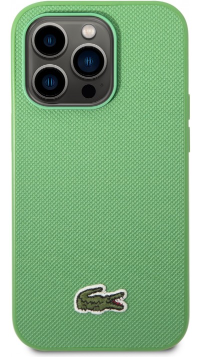 Coque iPhone 14 Pro Max - Lacoste effet Petit Piqué avec MagSafe et patch logo brodé - Vert