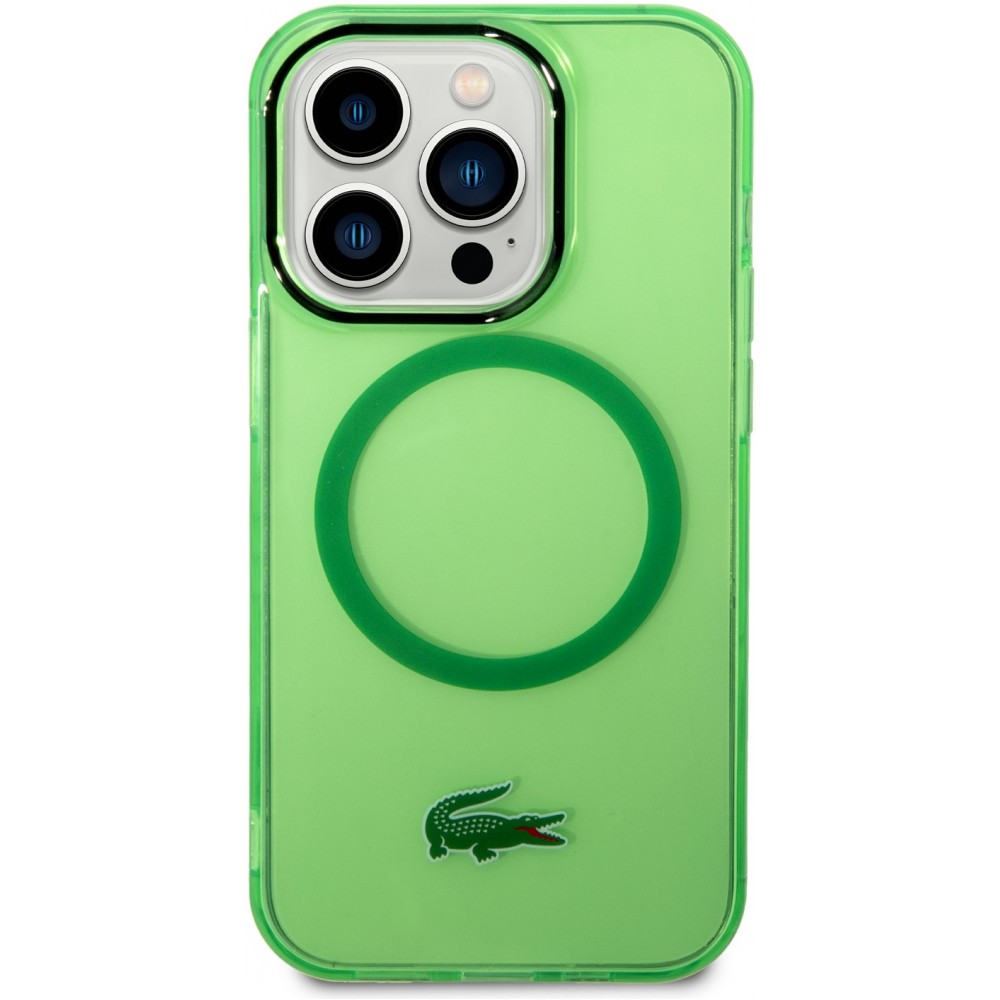 Coque iPhone 14 Pro Max - Lacoste gel laqué transparent avec MagSafe - Vert clair