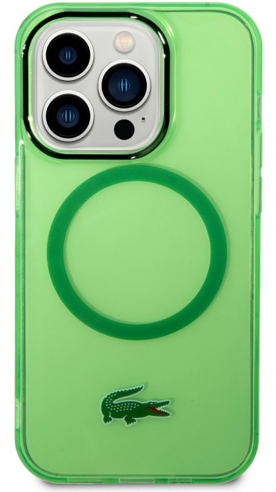 Coque iPhone 14 Pro Max - Lacoste gel laqué transparent avec MagSafe - Vert clair