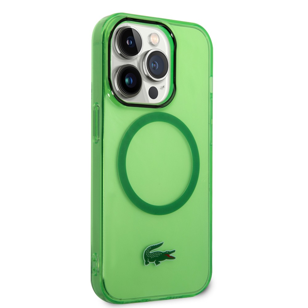 Coque iPhone 14 Pro Max - Lacoste gel laqué transparent avec MagSafe - Vert clair