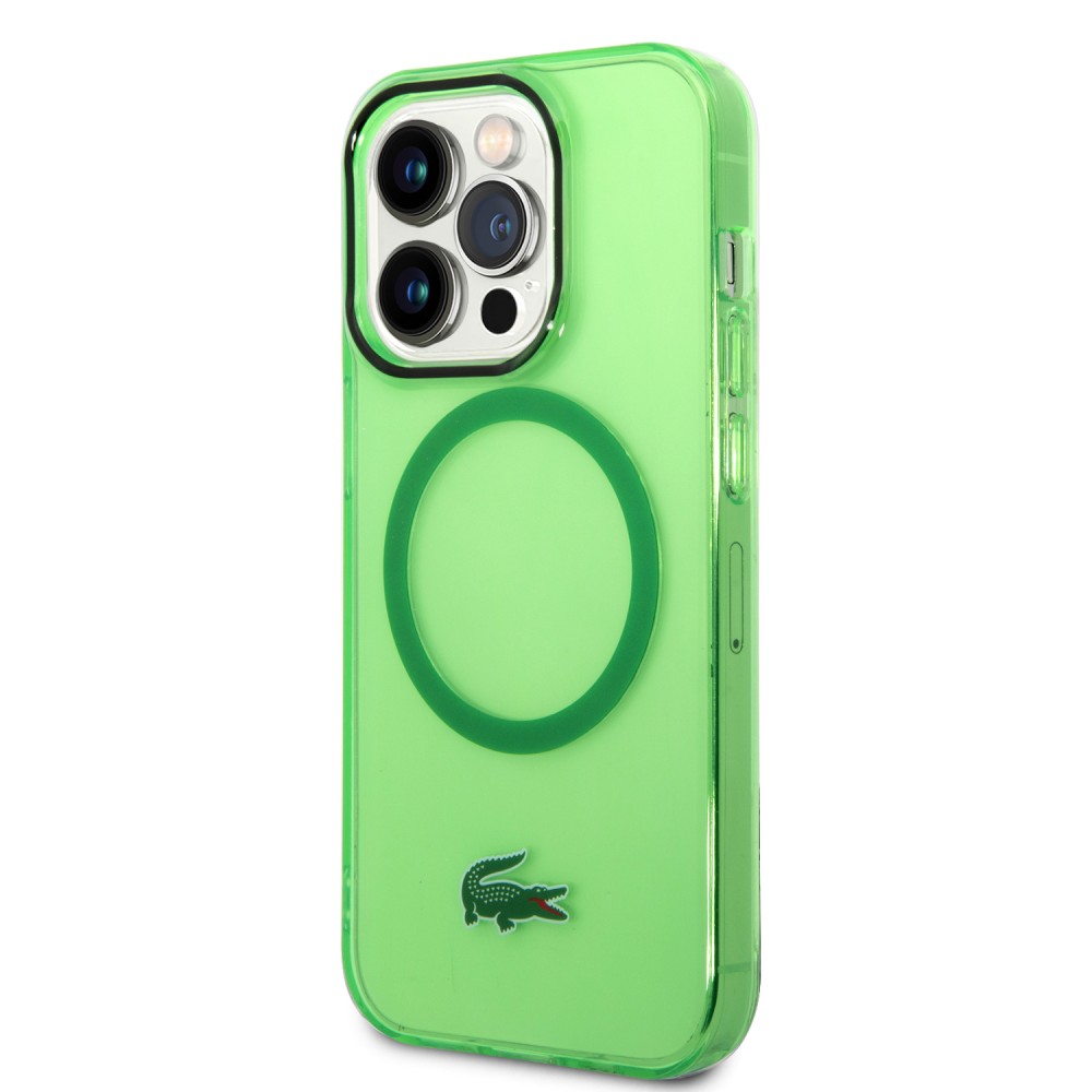 Coque iPhone 14 Pro Max - Lacoste gel laqué transparent avec MagSafe - Vert clair