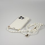 Coque iPhone 16 Pro - Bio Eco-Friendly nature avec cordon collier - Blanc