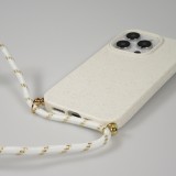 Coque iPhone 16 Pro - Bio Eco-Friendly nature avec cordon collier - Blanc