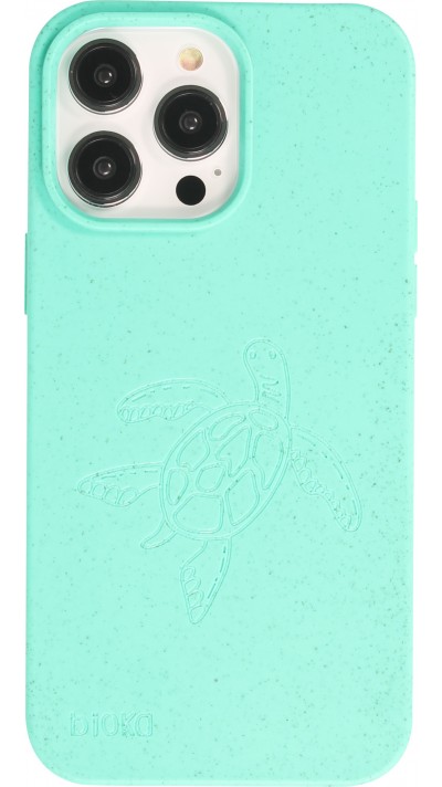 Coque iPhone 14 Pro Max - Bioka biodégradable et compostable Eco-Friendly - Esprit de la tortue - Turquoise