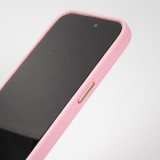 iPhone 14 Pro Max Case H&uuml;lle - Vollst&auml;ndig genarbtes Luxuskalbsleder mit Metallkn&ouml;pfen und MagSafe - Rosa