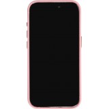 iPhone 14 Pro Max Case H&uuml;lle - Vollst&auml;ndig genarbtes Luxuskalbsleder mit Metallkn&ouml;pfen und MagSafe - Rosa