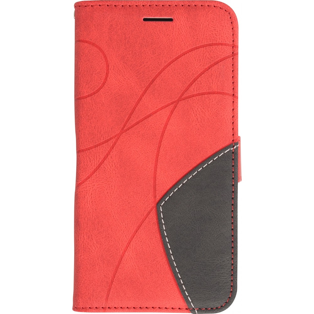 Coque iPhone 15 Pro - Flip classical elegant fine lines - Rouge