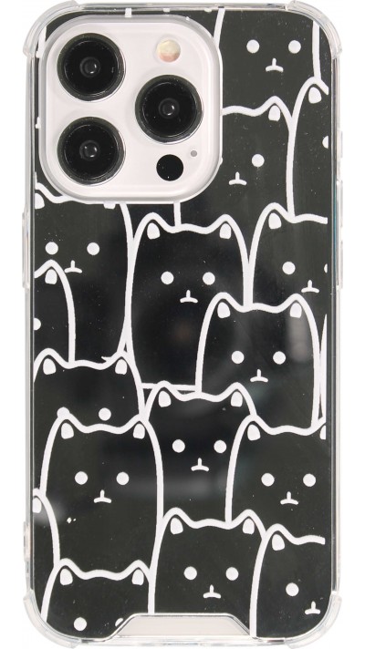 Coque iPhone 14 Pro - Gel bumper chat miroir - Transparent