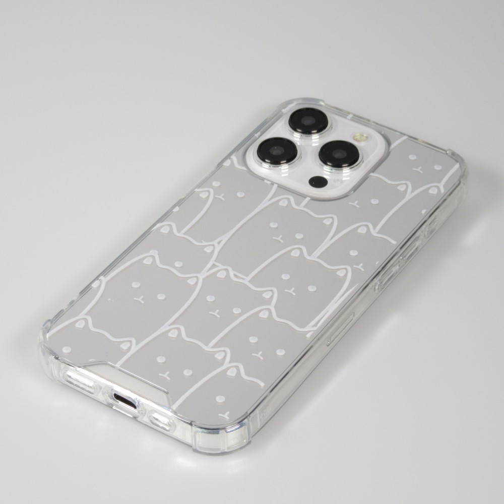 Coque iPhone 14 Pro - Gel bumper chat miroir - Transparent