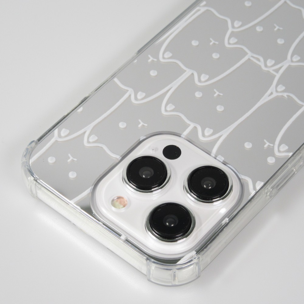 Coque iPhone 14 Pro - Gel bumper chat miroir - Transparent