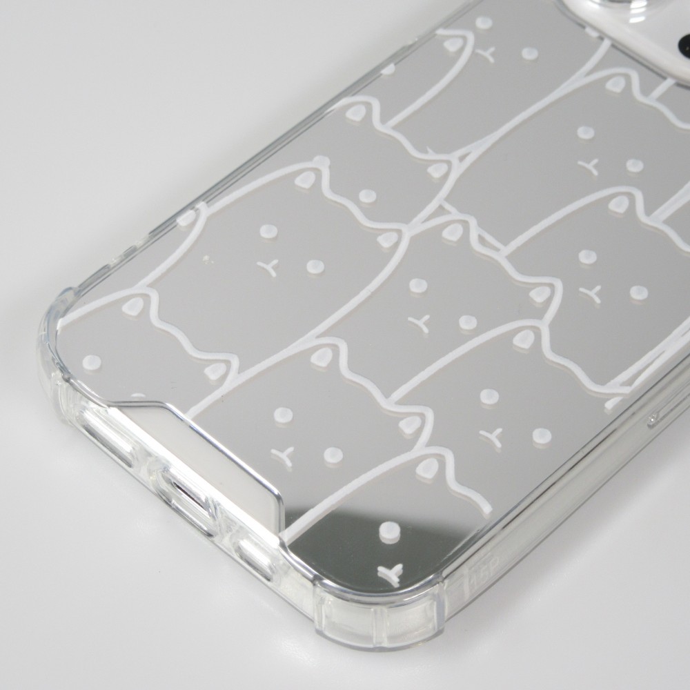 Coque iPhone 14 Pro - Gel bumper chat miroir - Transparent