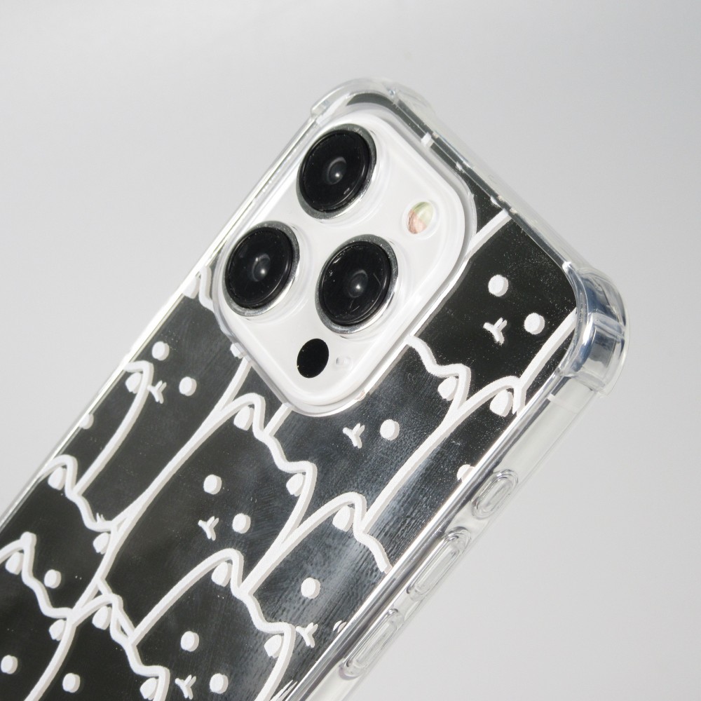 Coque iPhone 14 Pro - Gel bumper chat miroir - Transparent