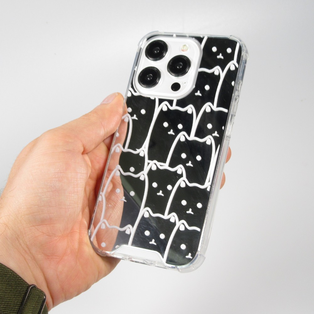 Coque iPhone 14 Pro - Gel bumper chat miroir - Transparent