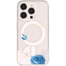 Coque iPhone 15 Pro Max - Gel silicone rigide avec MagSafe rose bleue - Transparent