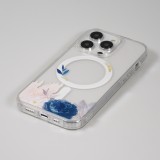 Coque iPhone 15 Pro Max - Gel silicone rigide avec MagSafe rose bleue - Transparent
