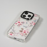 Coque iPhone 15 Pro Max - Gel silicone rigide avec coins renforcés cerisier en fleur - Transparent