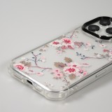 Coque iPhone 15 Pro Max - Gel silicone rigide avec coins renforcés cerisier en fleur - Transparent