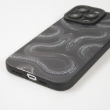 Coque iPhone 14 Pro Max - Gel silicone souple avec protection caméra - Deux serpents - Noir
