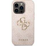 Coque iPhone 14 Pro Max - Guess PU 4G avec logo métal - Rose