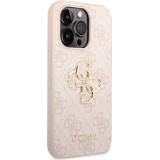 Coque iPhone 14 Pro Max - Guess PU 4G avec logo métal - Rose