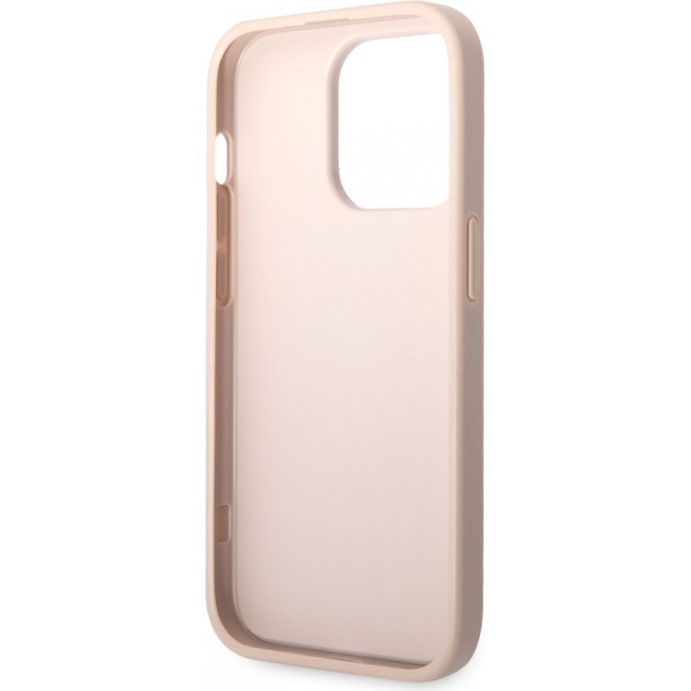 Coque iPhone 14 Pro Max - Guess PU 4G avec logo métal - Rose