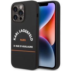 Coque iPhone 14 Plus - Karl Lagerfeld Rue St-Guillaume silicone soft touch - Noir
