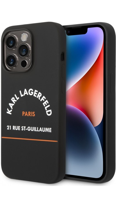 Coque iPhone 14 Plus - Karl Lagerfeld Rue St-Guillaume silicone soft touch - Noir