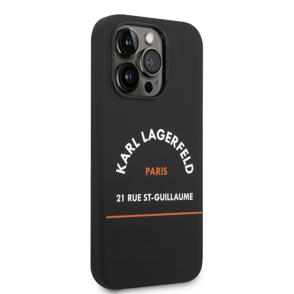 Coque iPhone 14 Plus - Karl Lagerfeld Rue St-Guillaume silicone soft touch - Noir