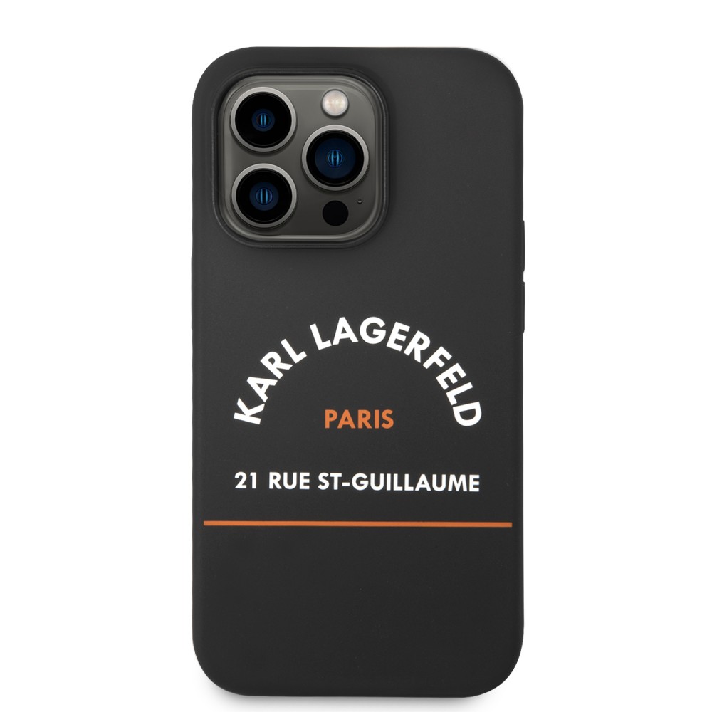 Coque iPhone 14 Plus - Karl Lagerfeld Rue St-Guillaume silicone soft touch - Noir