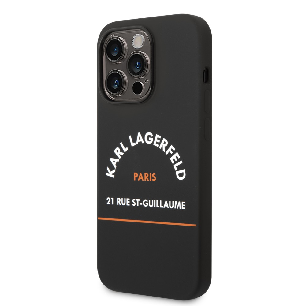 Coque iPhone 14 Plus - Karl Lagerfeld Rue St-Guillaume silicone soft touch - Noir