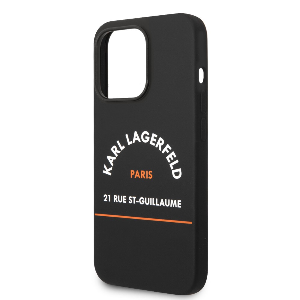 Coque iPhone 14 Plus - Karl Lagerfeld Rue St-Guillaume silicone soft touch - Noir