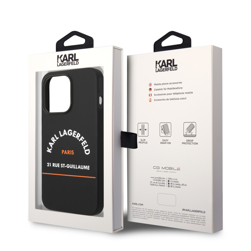 Coque iPhone 14 Plus - Karl Lagerfeld Rue St-Guillaume silicone soft touch - Noir