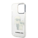 Coque iPhone 14 Pro - Karl Lagerfeld et Choupette duo gel rigide pailleté - Transparent