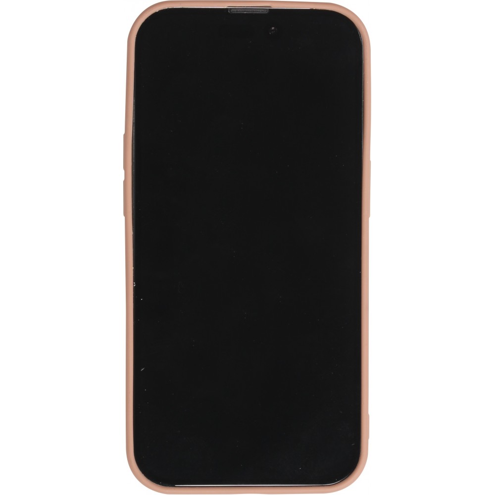 Coque iPhone 16 Pro Max - Silicone mat dessin cœur doré - Brun