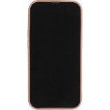 Coque iPhone 16 Pro Max - Silicone mat dessin cœur doré - Brun
